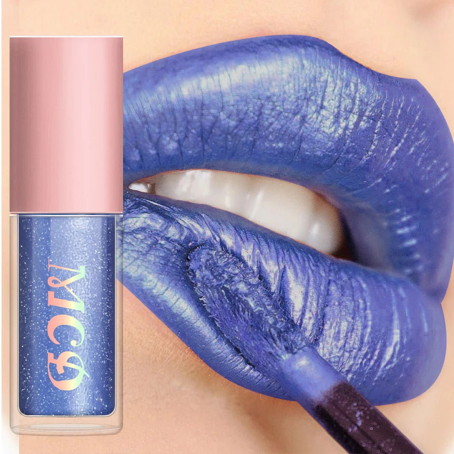 8 Colors Metallic Shimmer Lip Glaze Glitter Liquid Lipstick High Pigmented Lip Tint Lip Gloss Korean Makeup Gifts Lip Oil