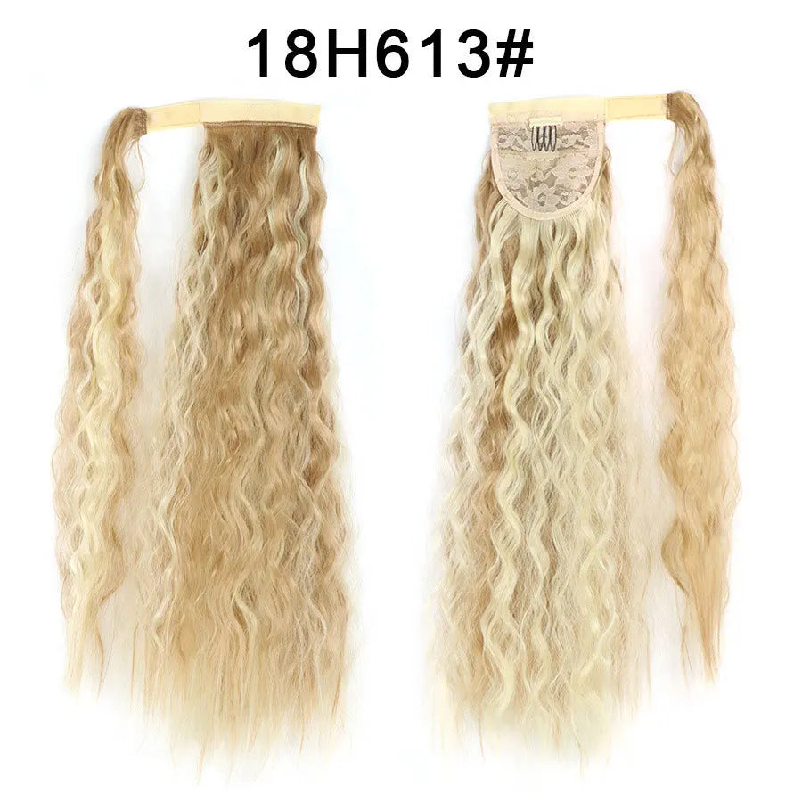Tereshar Synthetic Corn Wave Ponytail Extension Clip in Long Wavy Curly Wrap Around Pony Tail Heat Resistant Hairpiece for Women