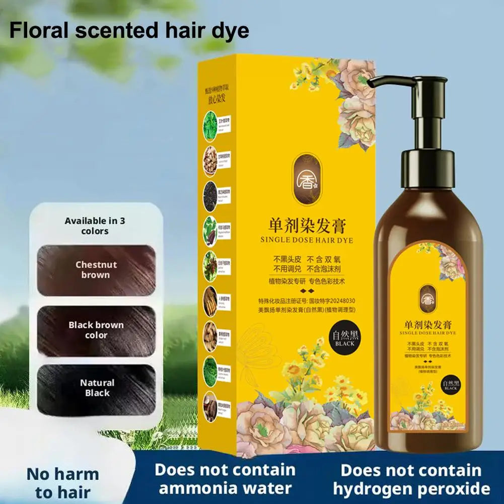 Botanical Hair Dye Cream Covering Gray Hair Natural Quick Dye Floral Single Hair Dye Agent Plants Do Not Damage Hair for Women
