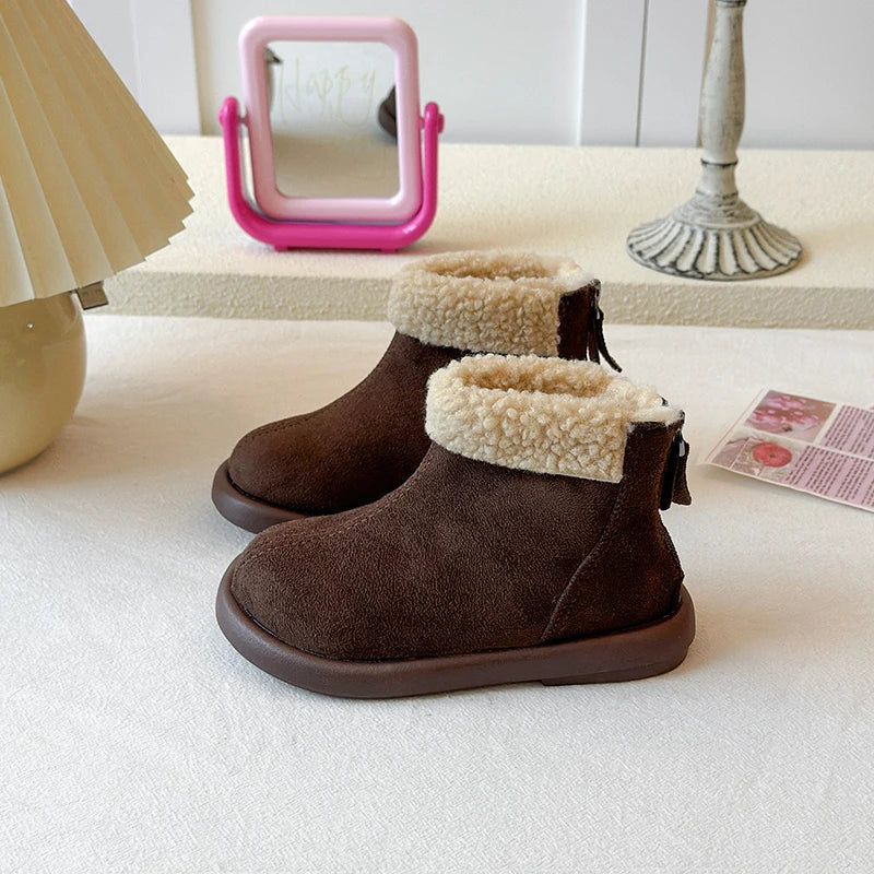 Kids Boots for Boys Girls Fashion Autumn Winter Children Thermal Cotton Back Zipper 2025 Warm Brand New Girls Ankle Boots 26-37