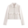 SLTNX Women's Zipper Jacket Coat New Winter Long Sleeve Pocket Outerwear Coat Short Street Elegant Women's Jacket