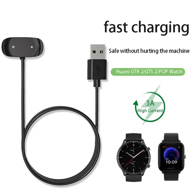 Charger Adapter For Huami Amazfit T-Rex Pro Bip 5 3 U/GTR2/GTR 2e/GTS2/Pop Pro/Zepp E Smart Watch USB Charging Cable Cord