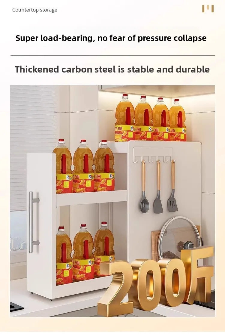 Kitchen Spice Rack Organizer Countertop Storage Shelf for Spices Seasonings No Assembly Required Available with Or Without Hooks