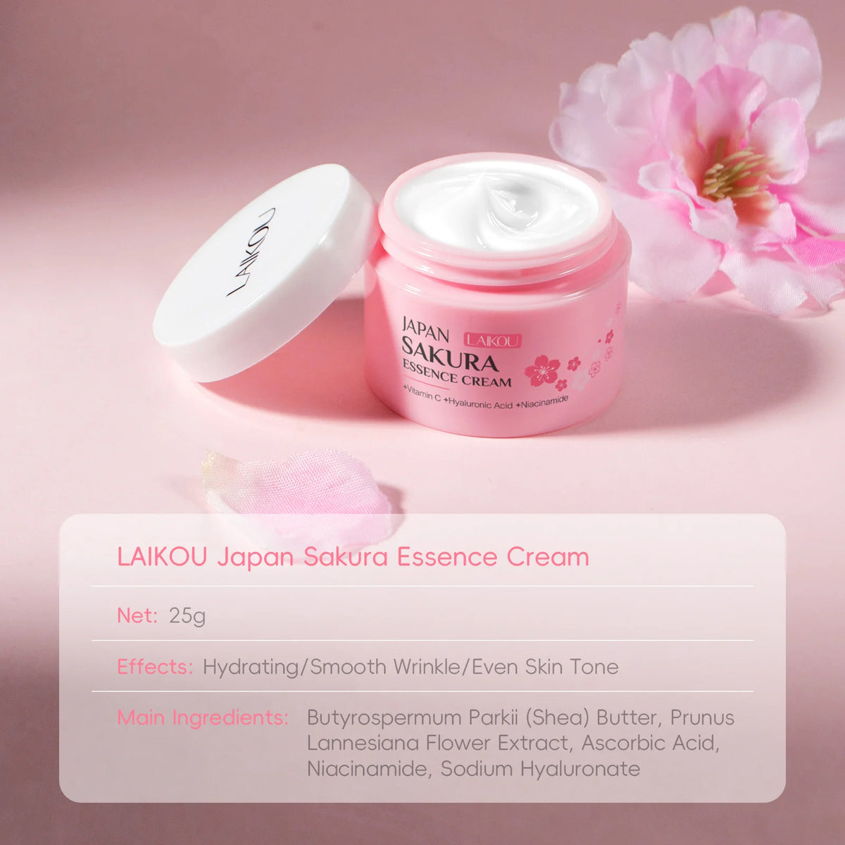 LAIKOU Japan Sakura Essence Cream Cherry Blossom Facial Cream Heavy Moisturizer Hydrating Dry Rough Skin Face Care 25/60g ﻿