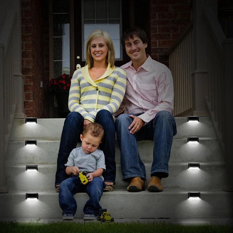1/4PCS Solar LED Deck Lights Waterproof Outdoor Step Fence Lighting for Patio Yard Stairs Automatic Dusk-to-Dawn L-Shaped Design
