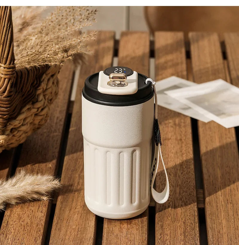 450ml Smart Thermos Cup, 316 Stainless Steel LED Temperature Display Portable Thermal Mug for Business Office Coffee