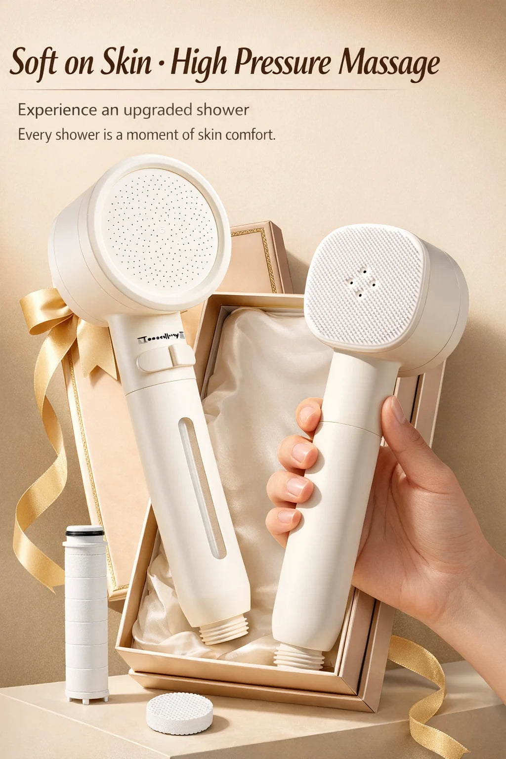 Double-Sided High Pressure Filter Showerhead, Macaron Handheld for Hard Water Chlorine Removal, Bathroom Skin Care Sprayer