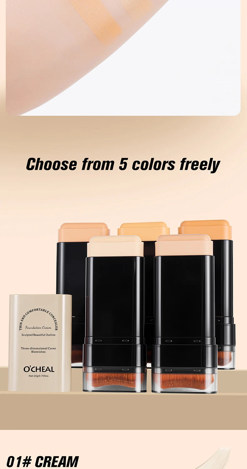 Double-Headed Foundation Make-Up Stick, Waterproof, Set Makeup, conceal, Moisturize, Control Oil, Brighten, No Makeup Transfer