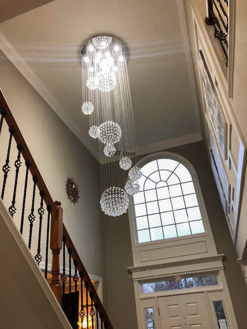 New Modern Crystal Led Chandelier Item Large Villa Salon Ceiling Lights Hotel Kitchen Staircase Living Room Decor Pendant Lamp