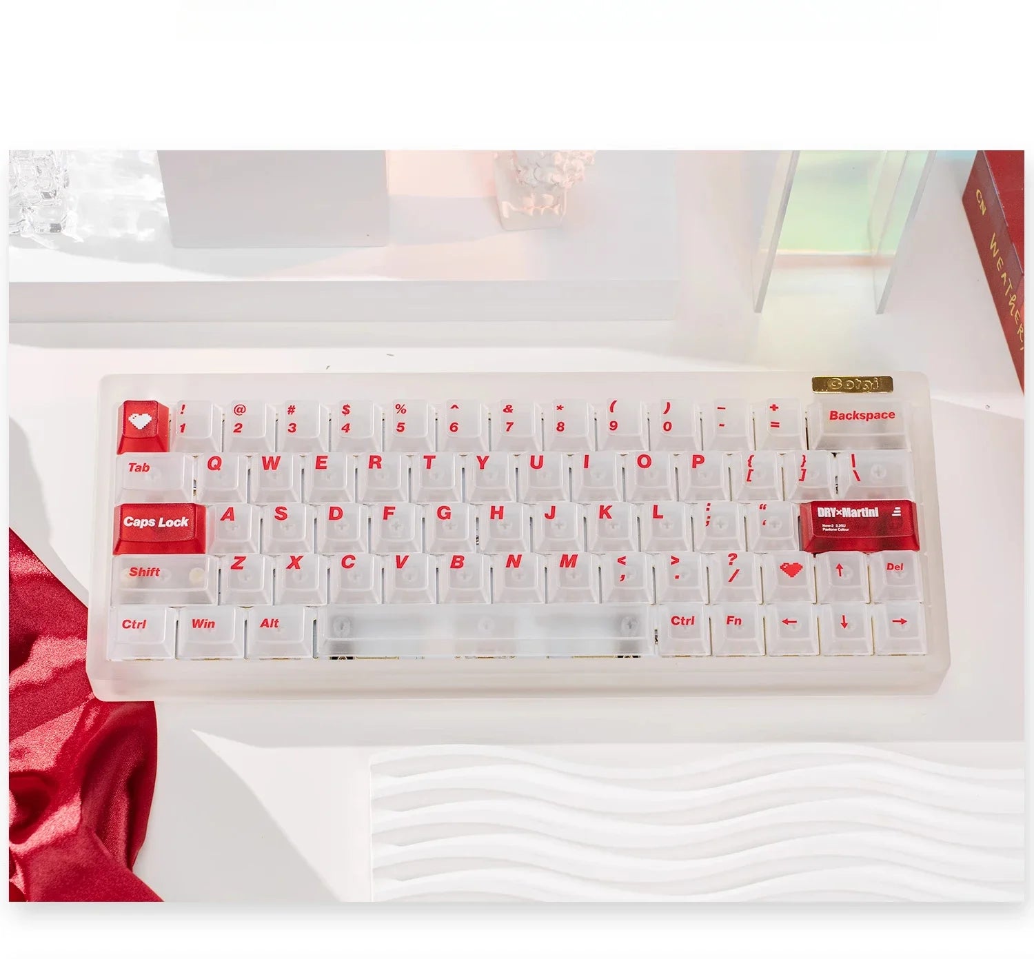 White Frog Korean Keycap Mist Pc Transparent Light Cherry 154/131 Key2.25/2.75/7U Space Bar Retro Red L Shape Enter Key Keycaps