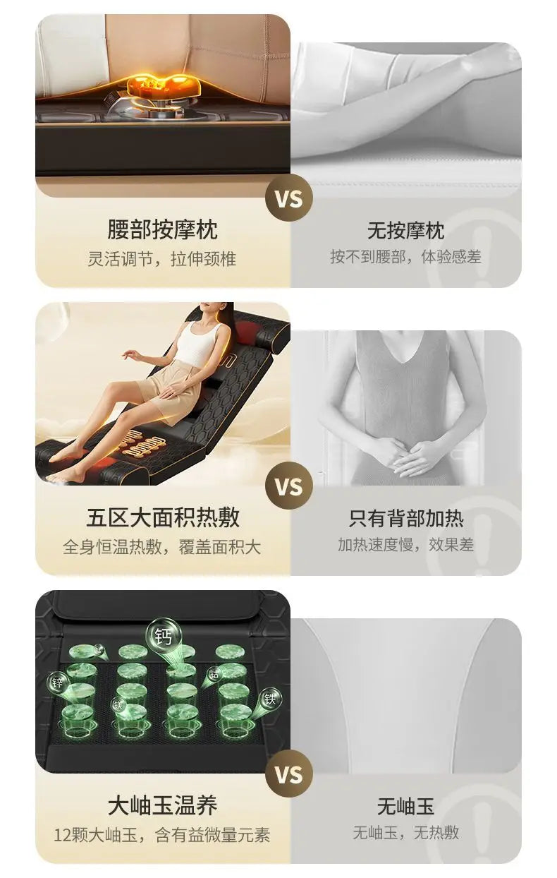 Foldable Multifunctional Massage Mattress Automatic Heating Massage Pad For Neck Shoulder Waist Back Leg Foot Home Use