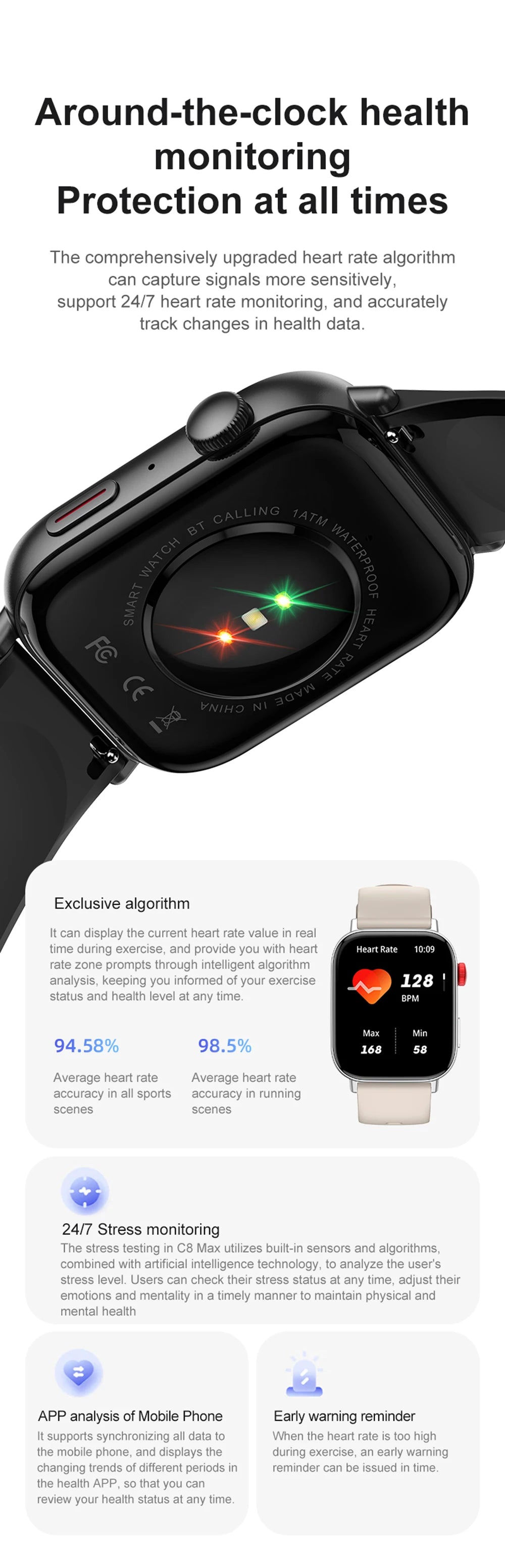 New COLMI C8 Max Voice Calling Smart Watch 1.93" Large HD Color Display Health and Fitness Tracking Smartwatch for Men and Women