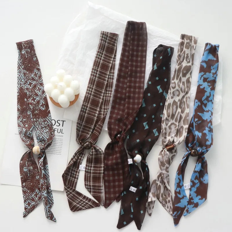 Retro Maillard Brown Floral Scarf Fashionable Old Money Style Light Luxury High-Grade Temperament Small Square Towel Lazy Scarf