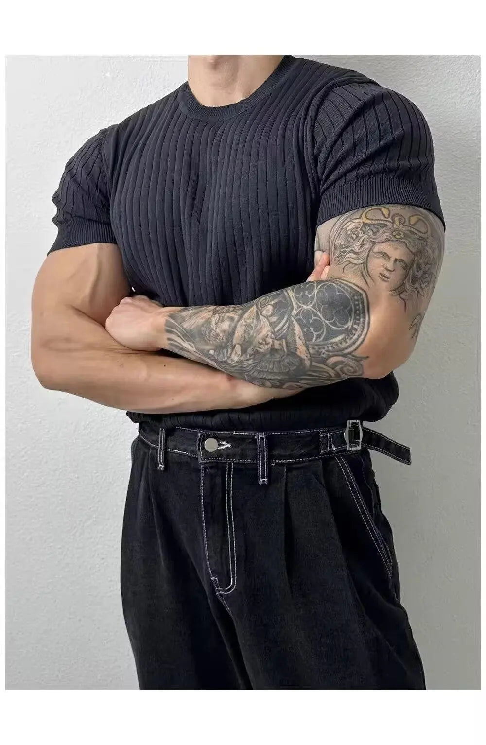 Trendy Polo Shirt for Men Summer Solid Color Top Versatile Knit Style Korean Short Sleeves Casual Fashion T-shirt
