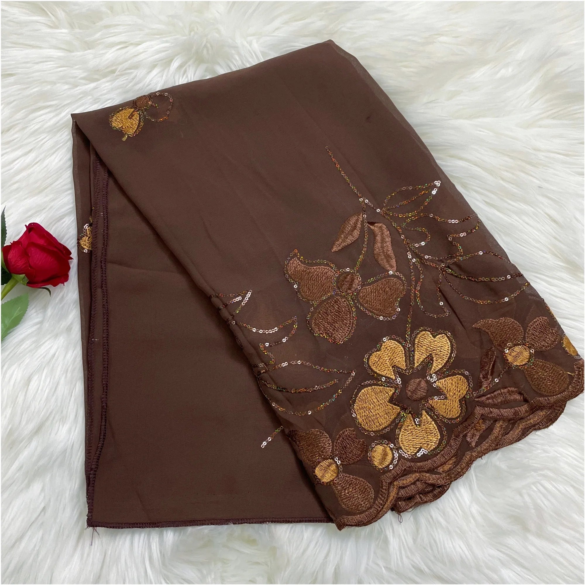 2023 Latest African Spring Women Scarf Chiffon Sequin Embroidered Ramadan Hijab Shawl Fashionable Casual Diamond  Headscarf