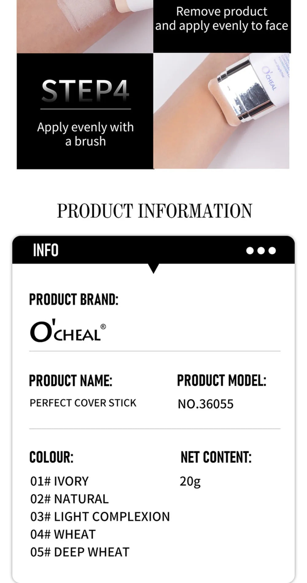 Thin and Comfortable Perfect Cover Stick Waterproof Long-lasting Foundation Cream with Brush Instant Natural