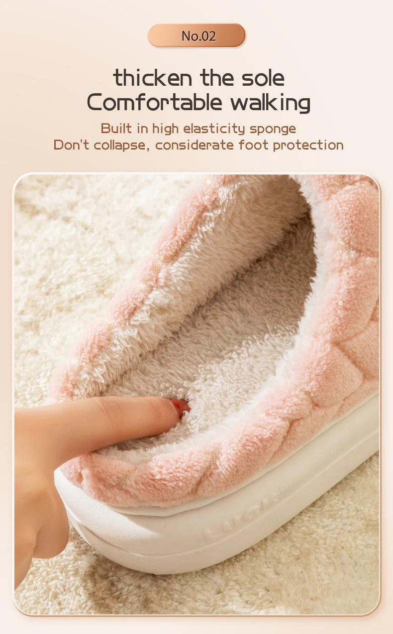 Cotton Slippers for Women in Autumn and Winter, New Indoor Home Soft Bottom, Anti Slip and Warm Plush Cotton Slippers for Women