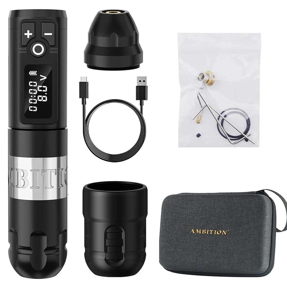 Ambition New Soldier Rotaty Battery Pen Wireless Tattoo Machine Portable Power Pack 2400mAh LED Digital Display For Body Art