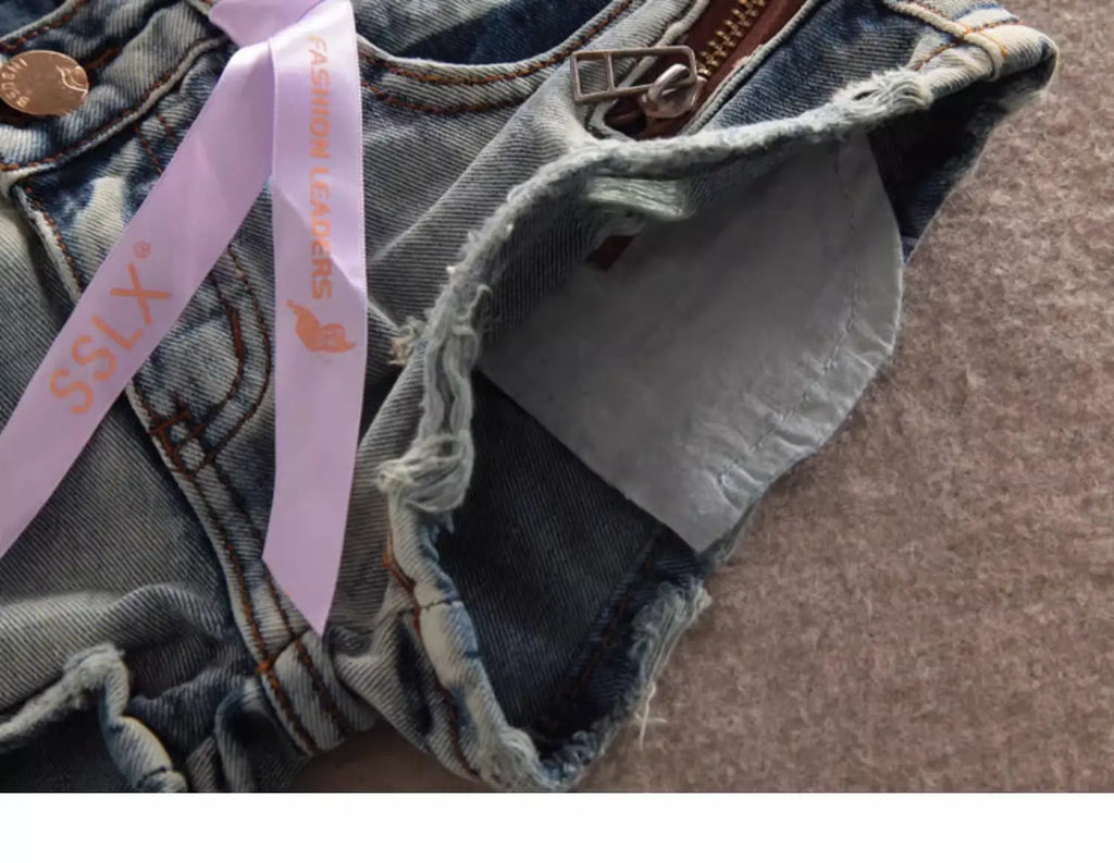Summer Women Kpop Jean Shorts Abi Y2K 2000s Ripped Denim Hot Pants Grunge Gyaru Japanese American Retro Cyber Punk Harajuku Tide