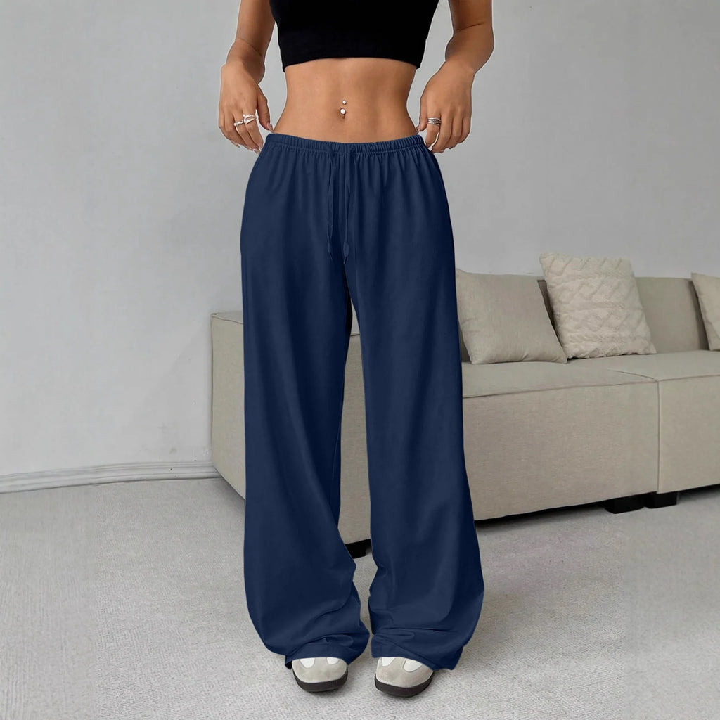 2026 Women's Casual Four Seasons Comfortable Loose Woman Pants Solid  Drawstring Elastic Belt Wide Leg Running Chic Women Pants