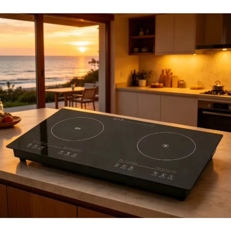 Airo Portable Built-in Double Burner Induction Cooker with Hotpot Function 4000-4999W Rapid Heating Waterproof Touch Control