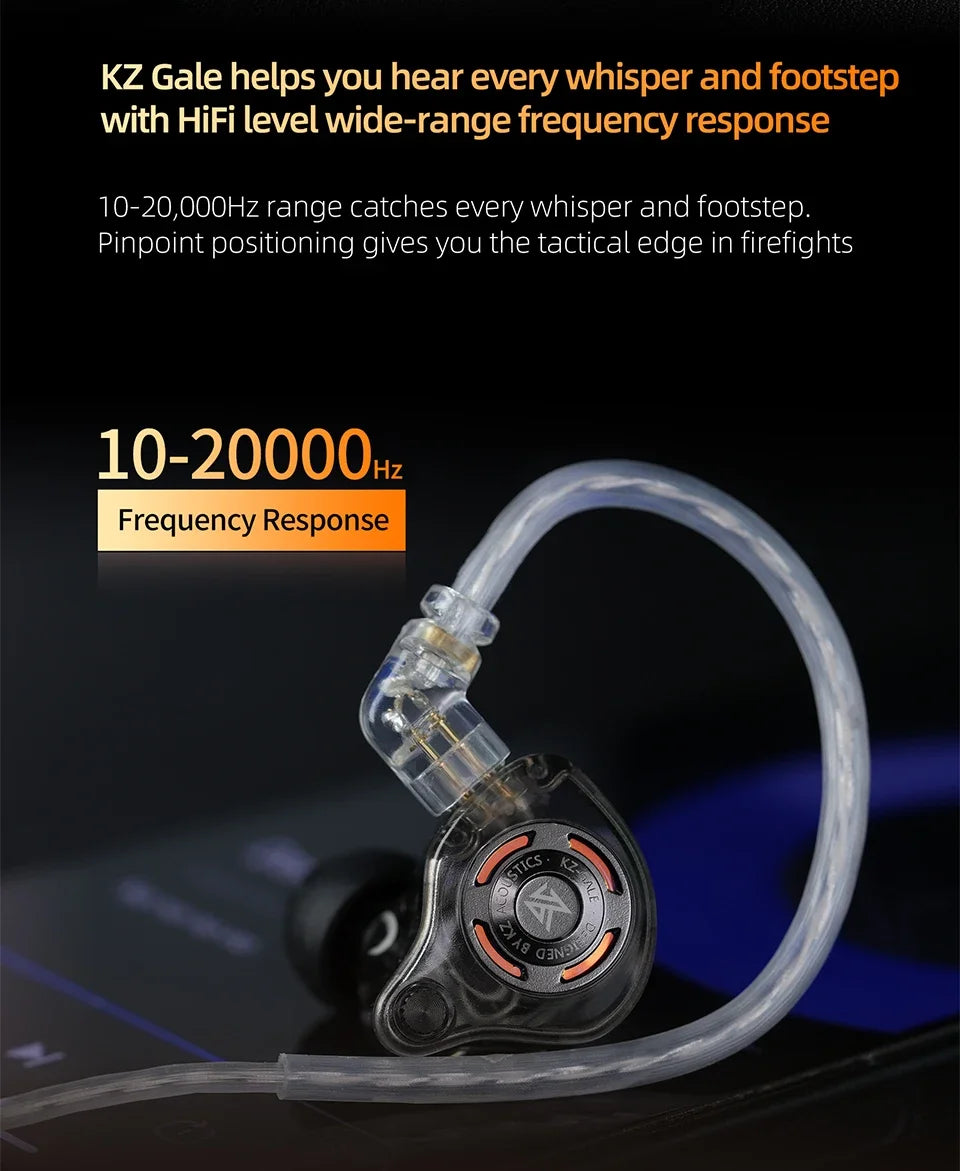 KZ Gale Earphone Gaming and Music Headset Dynamic Driver Detachable Design Enhances , Bass Performance for A More