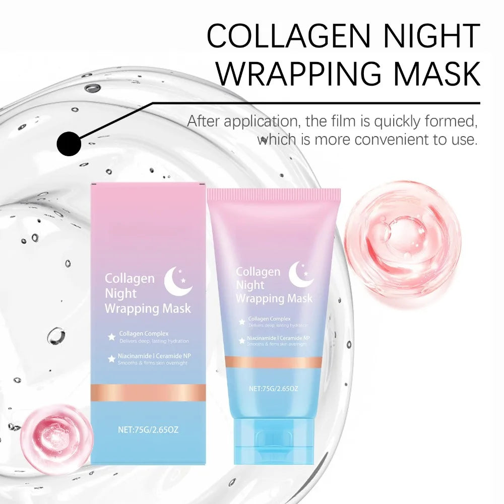 Collagen Night Wrapping Peel Off Mask Overnight Hydration Firming Skin Brightening Pore Refining Korean Daily Facial Care Mask