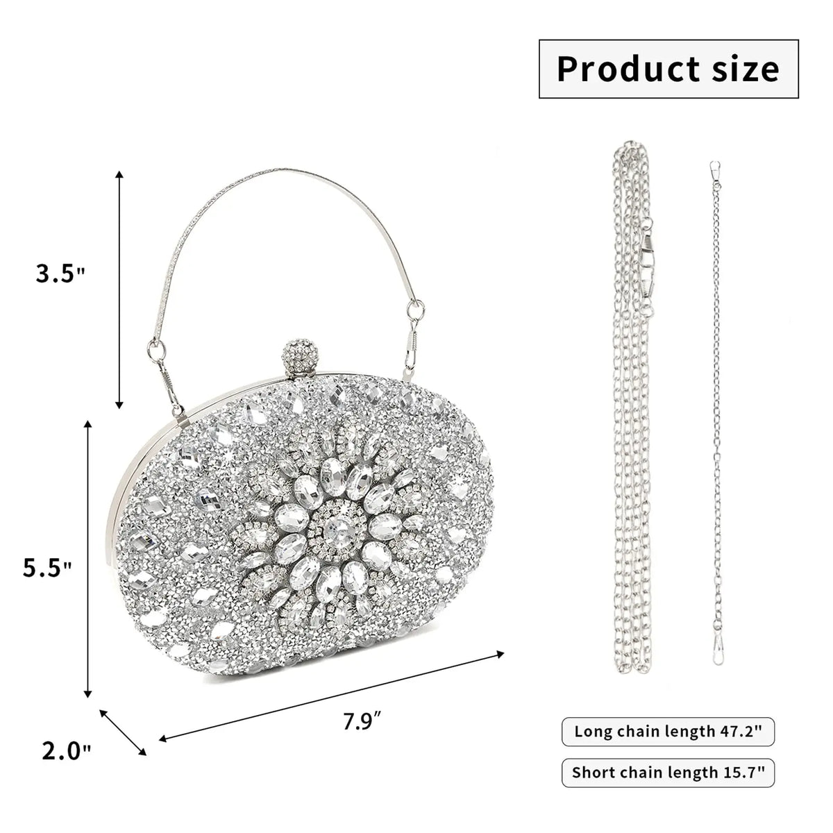 Women's Evening Bags Sparkly Rhinestone Clutch Purses Luxury Handbags