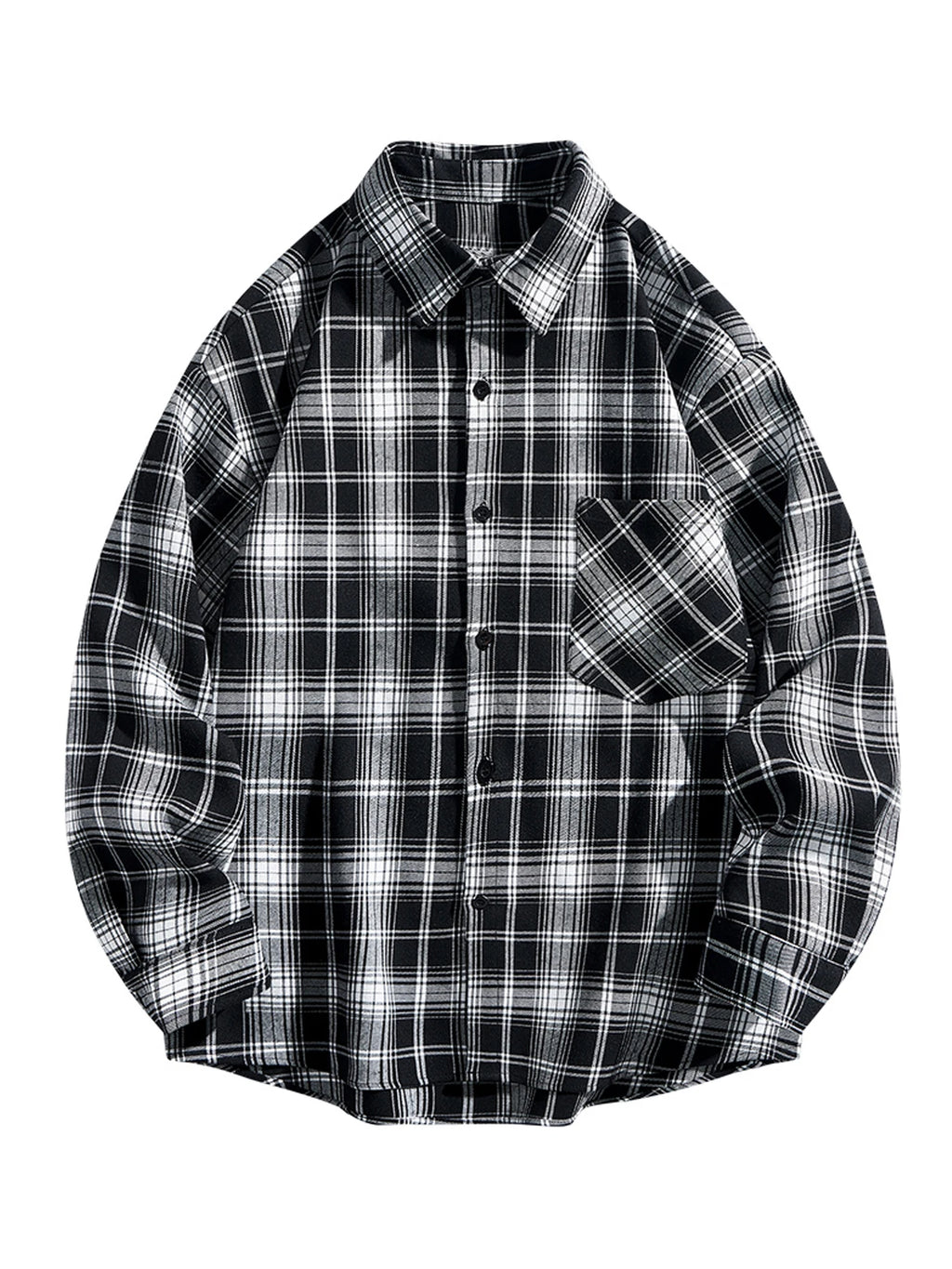 Spring and Autumn Men's Fashionable Plaid Shirt, Youth Outdoor Sports Casual Lapel Plaid Long-Sleeved Shirt That Can Be Worn Outside