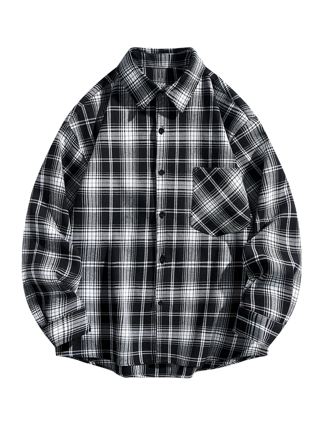 Spring and Autumn Men's Fashionable Plaid Shirt, Youth Outdoor Sports Casual Lapel Plaid Long-Sleeved Shirt That Can Be Worn Outside