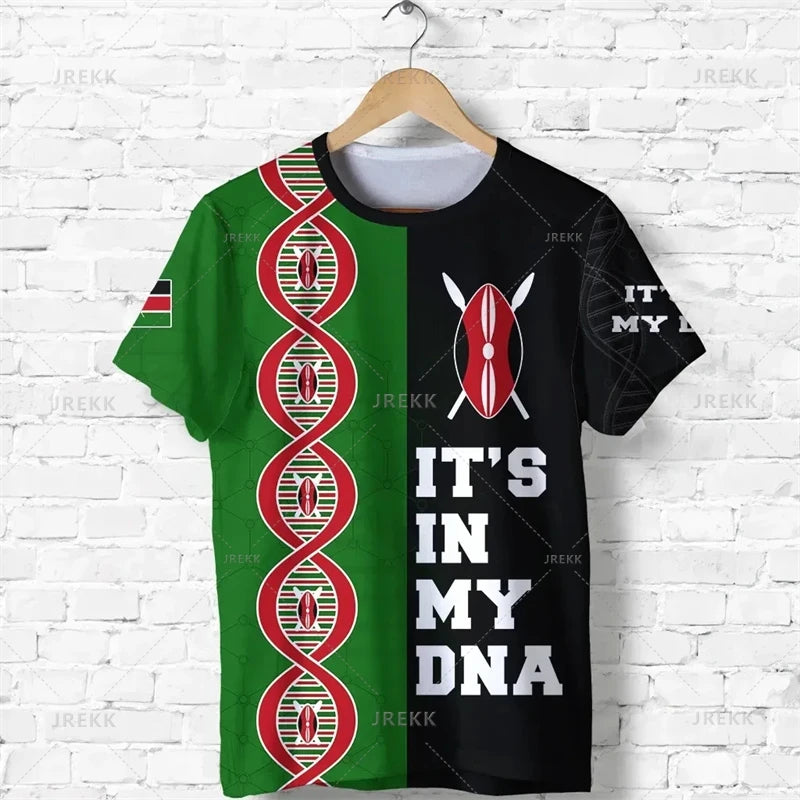 Kenya National IndependenceDay 3D Printed T Shirt The Republic-of Kenya Emblem Falg Graphic Short Sleeves Vintage Tee Shirts Top