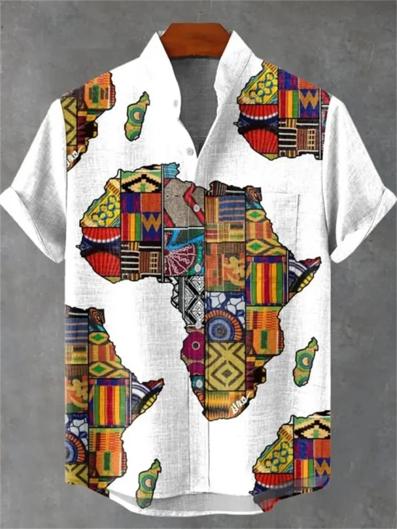 Men's Fashionable Casual Shirt Short Sleeved 3D Printed Pattern Clothing Shirt Linen Camisa Hawaiana Hombre Cosas Baratas