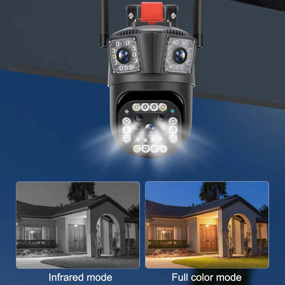 6K 12MP WiFi Security Camera with 8X Zoom Triple Lens Auto Tracking 8MP IP CCTV for Smart Home Wireless Surveillance