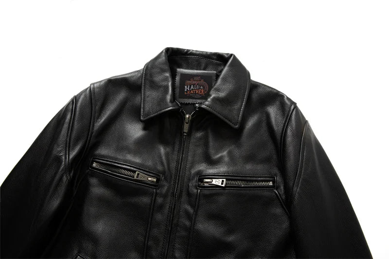Motorcycle Leather Jacket Men's Windproof And Rainproof Off-road Motorcycle Riding Jacket Leather And Cowhide Slim Fit Jacket