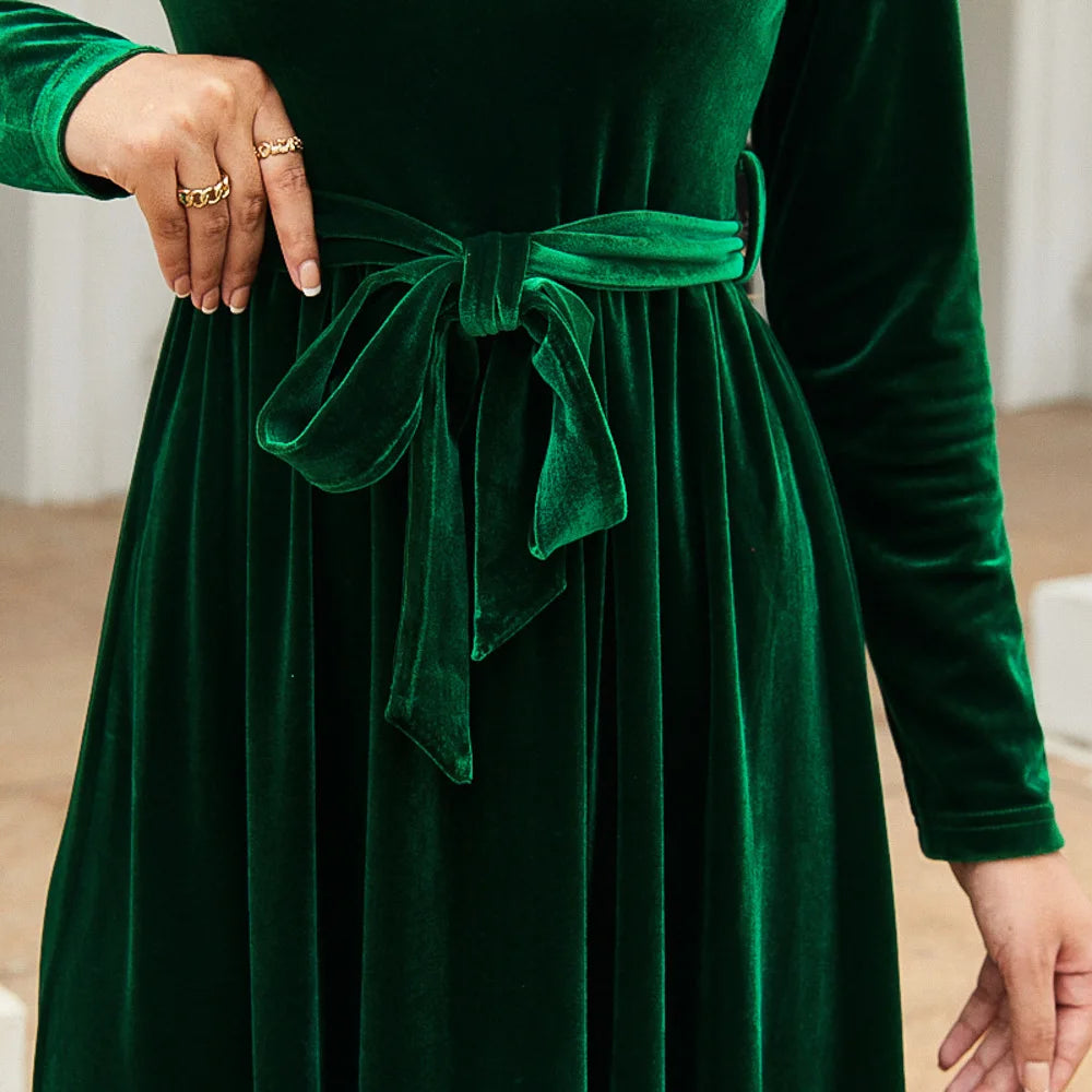 Spring 2025 Elegant Red Long Dress Velvet Solid Color Premium Formal Evening Vestidos Festa Luxo Rojo Maxi Dresses For Women