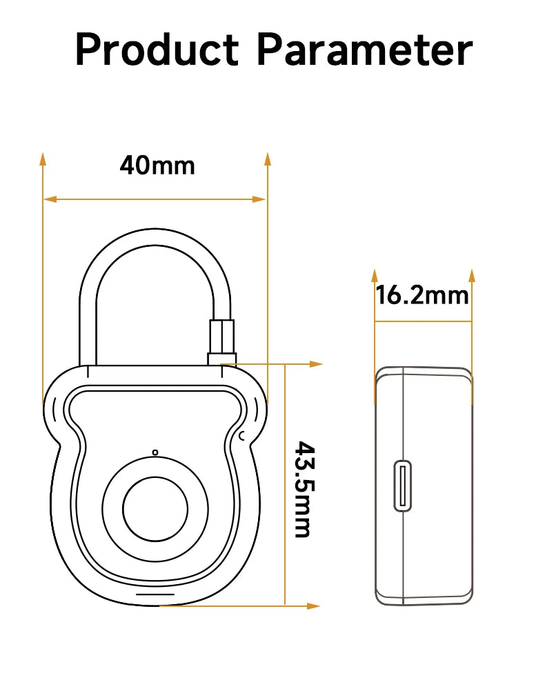 2025 NEW Keyless USB Charging Fingerprint Lock Smart Padlock Door Lock 0.2sec Unlock Portable Anti-theft Padlock