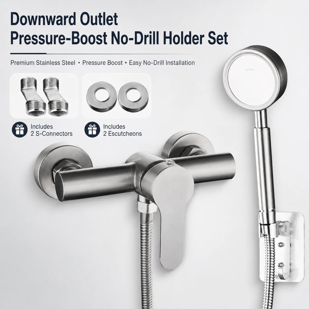 Stainless Steel Concealed Shower Mixer Valve Wall Mount Hot Cold Water Mixing Tap for Bathroom