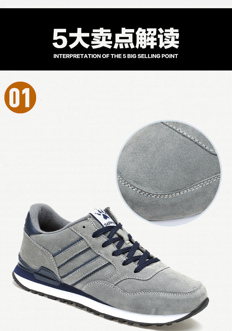 Lightweight Men Sneakers Classical  Suede Leather Men Running Shoes Outdoor Comfortable Sport Shoes Breathable Flat Casual Shoes