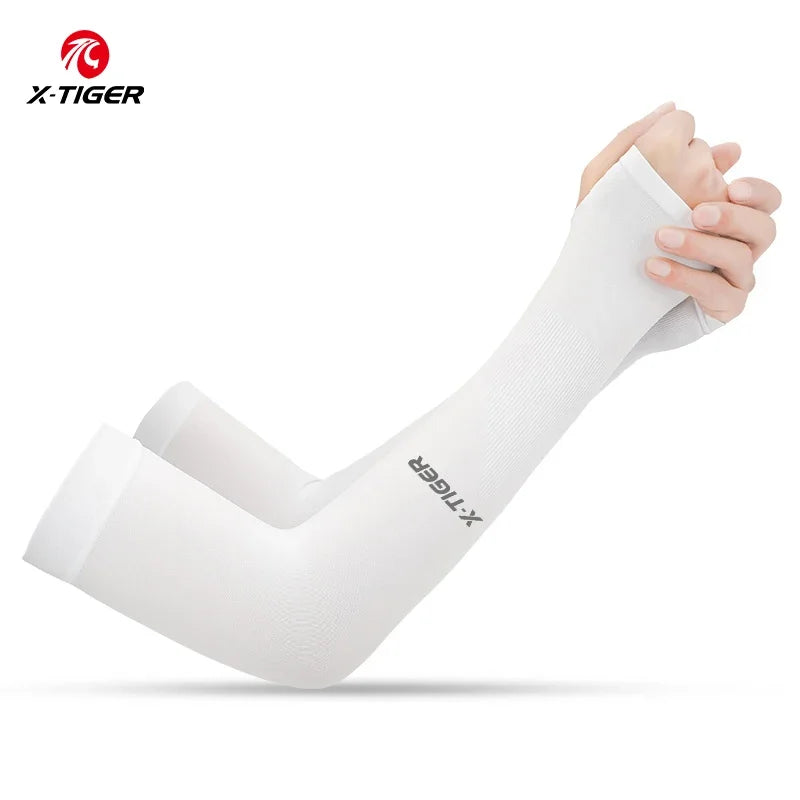 X-TIGER Ice Silk Sports Arm Sleeves Cycling Sun UV Protection Outdoor Travel Running Gym Fitness Cool Summer Arm Sleeves