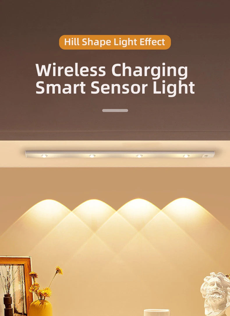 LED Motion Sensor Wireless Ultra Thin Night Light USB LED Wine Cooler Light For Kitchen Cabinet Bedroom Wardrobe Indoor Lighting