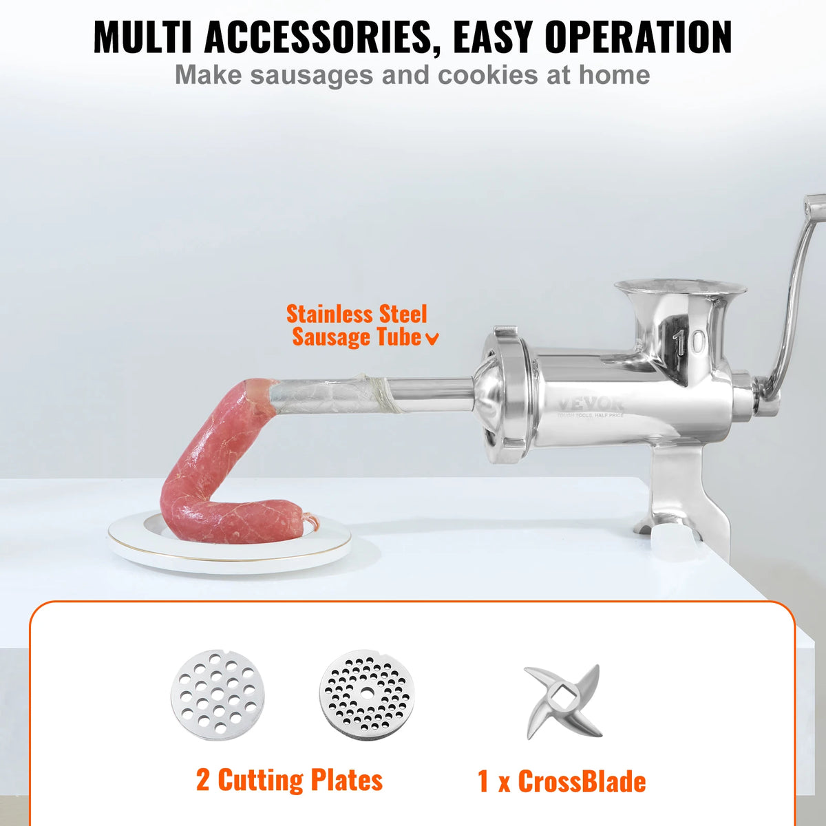 SucceBuy Manual Stainless Steel Meat Grinder with Clamp