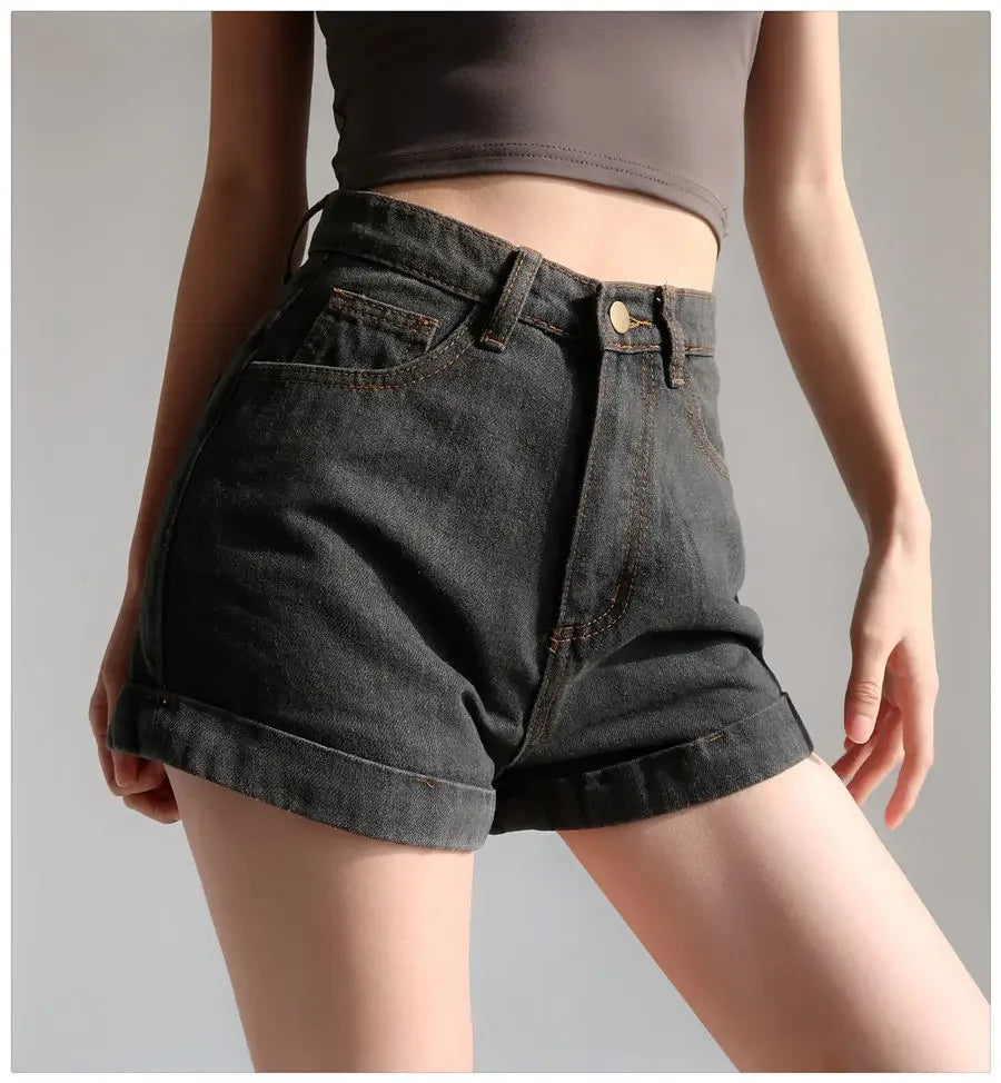 Basic Denim Shorts Women Sexy Skinny Vintage All-match High Waist Fashion Casual Streetwear Summer Chic Pure Temperament Females