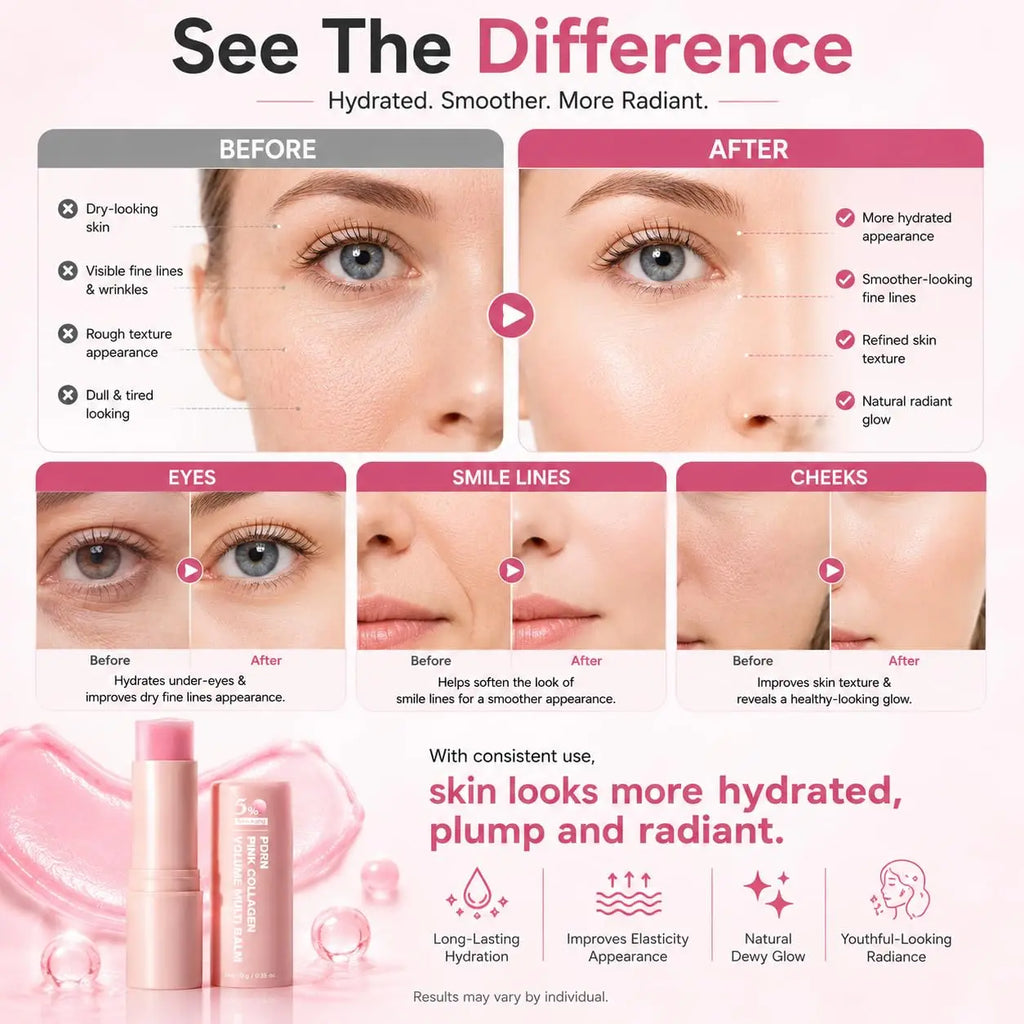 PDRN Pink Collagen Volume Multi Balm Stick Hydrating Wrinkle Cream NAD Stick for Face,Under Eyes, Lips Fine Lines, Firming Care