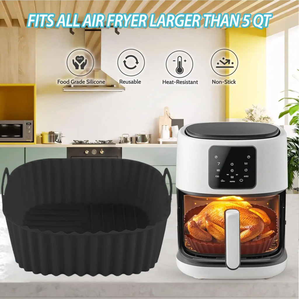 Silicone Air Fryer Liner Silicone baking Tray Square Air Fryer Plate Non-stick Baking Tray For Cooking Roasting Grilling Pizza