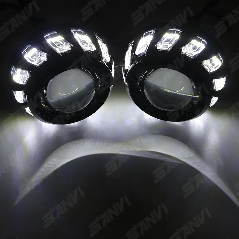 SANVI 110W F50 3.0 Bi LED Lenses with LED Angel Eyes Shrouds for Headlights Hella G5 3R Projector LHD RHD Car Light Retrofit