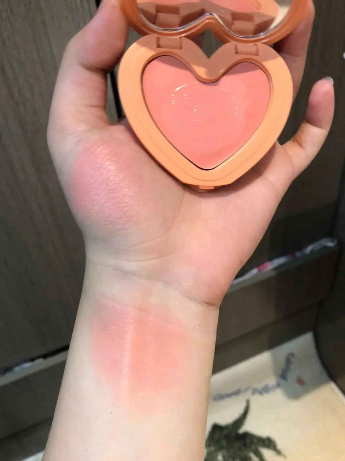 Love Air Cushion Powder Blusher with Mirror Red Rouge Matte Whitening Waterproof Makeup Cheek Tint Contour Peach Blush Cream