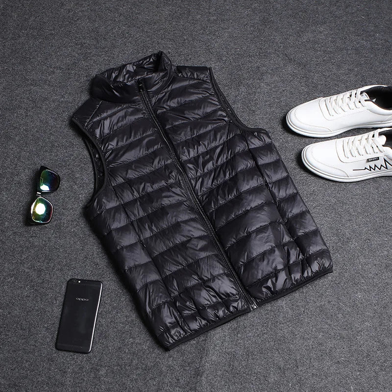 Down Cotton Coat Man 2025 Light Feathered Cotton Jacket Winter Slim Hooded Stand-Up Collar Solid Color Warm Clothing