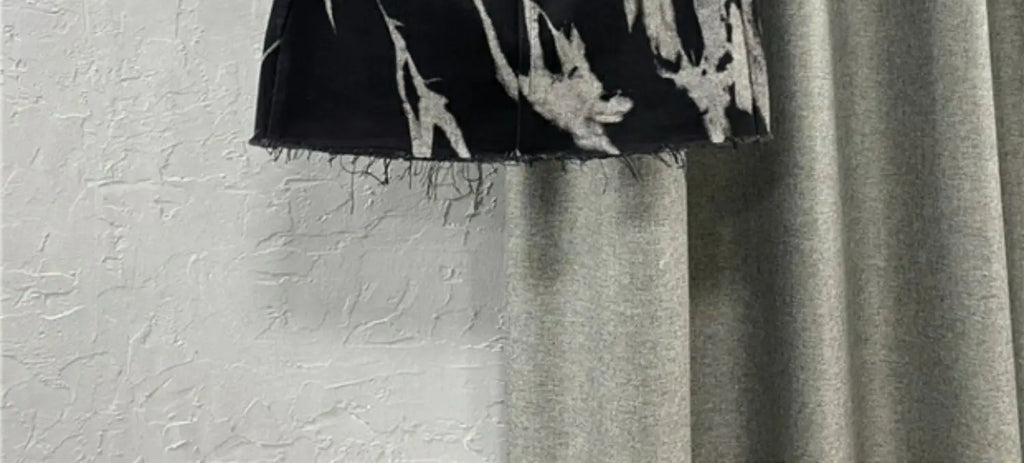 Black Gray Tie Dye Denim Short Skirt High Waist Personalized Pattern Denim Skirt Fringed A-line Skirt Fashion Versatile Skirt