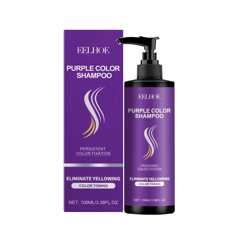 EELHOE Purple Toning Shampoo For Blonde Gray Strands Anti-Yellow Formula Lock Pigment Stop Fade Ideal Post-Bleach Salon Hair Car