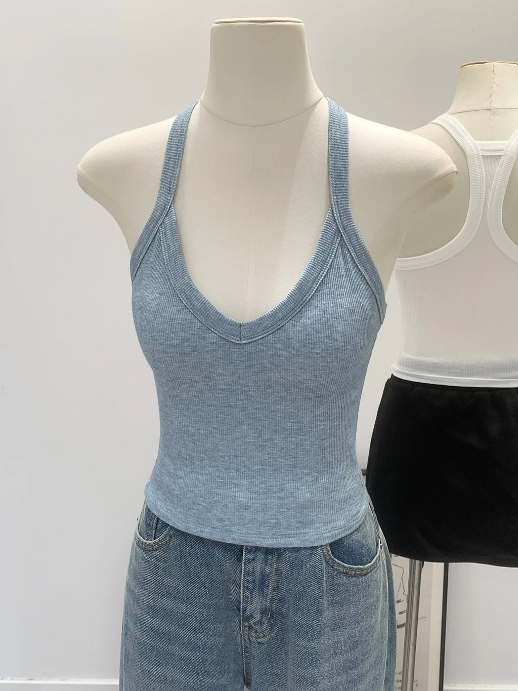 American Style Sexy V-neck Neck Hanging Vest Women's Slim Fit Summer New Unique Beautiful Small Strap Nylon Fabric Breathable